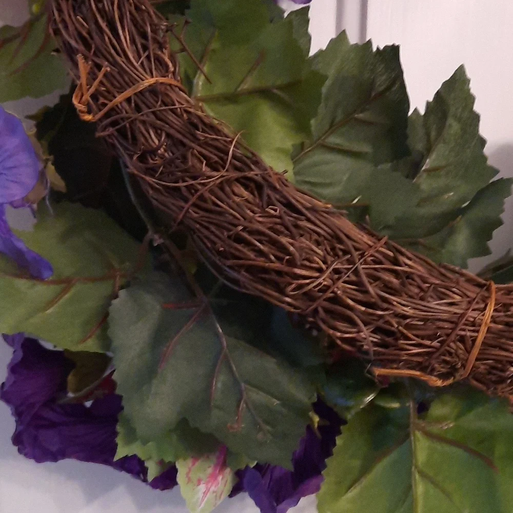 Wreath Purple Morning Glory Coleus Silk Artificial Flower Indoor Outdoor NEW